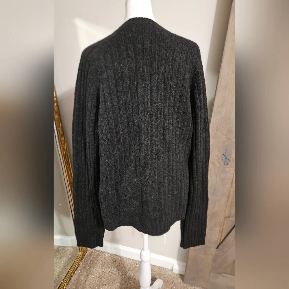Vintage Y2K Abercrombie & Fitch Wool Blend Ribbed V-Neck Sweater Charcoal XL